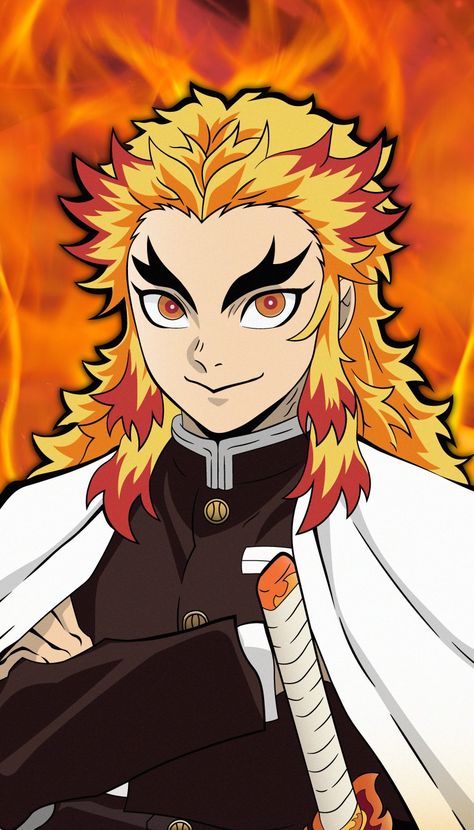 Drawing Of Rengoku, Rengoku Drawing, Rengoku Hashira, Demonslayer Rengoku, Rengoku Fanart, Kawaii Fanart, Marvel Art Drawings, Damon Slayer, Emoji Drawings