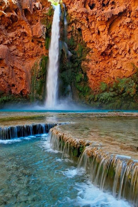 Mooney Falls - Havasupai, Arizona Havasupai Arizona, Mooney Falls, Fellow Travelers, Chasing Waterfalls, Peaceful Place, Water Falls, Haim, Beautiful Waterfalls, Beautiful View