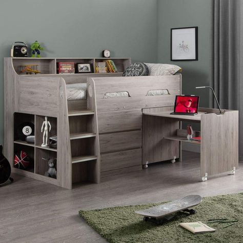 Mid Sleeper With Storage, Pullout Desk, Mid Sleeper Cabin Bed, Cabin Bunk Beds, Mid Sleeper, Mid Sleeper Bed, Bunk Beds With Storage, Cabin Bed, Bed Shelves