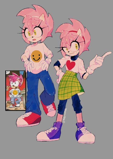 Fleetway Amy Rose, Amy Rose Outfits, Sonic Artwork, Expression Study, Draw Sonic, How To Draw Sonic, Amphibia Fanart Ships, Sonic Heroes, Silver The Hedgehog