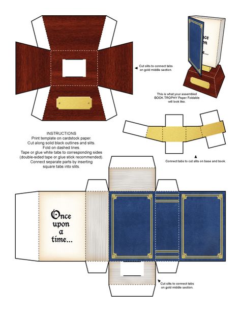 Book Trophy – Paper Foldables Paper Foldables, Diy Trophy, Free Paper Models, Printable Box, Baby Cross Stitch Patterns, Trophy Design, Miniature Printables, Gift Box Design, Papercraft Templates