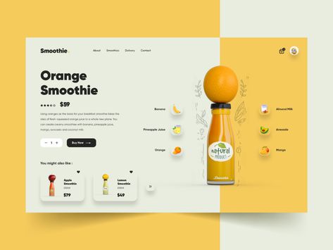 Smoothie Website Design, Product Page Web Design, Web Shop Design, Smoothie Design, Product Web Design, Product Website Design, Fruits Juice, Juice Bars, Web Application Design