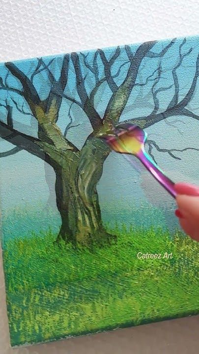 Tree Trunk Art Painting, How To Paint Trees Acrylic Step By Step, Painting A Tree, Tree Trunk Painting, Draw Tree, Tree Painting Easy, Abstract Tree Painting, Tree Trunks, Abstract Tree