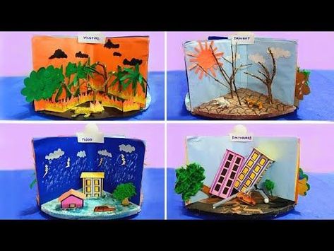 3d Natural Disaster Project, Project On Natural Disasters, Natural Disasters Project Model, School Project Models Ideas, Model Projects For School, Natural Disasters Project, Natural Disasters For Kids, Model For School Project, Natural Disasters Activities