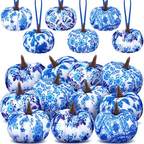 PRICES MAY VARY. Package Including: you will receive 12 chinoiserie pumpkin tree hanging ornaments, with blue and white, which can add a rich holiday atmosphere to your residence Mini Size: these fall blue and white pumpkin decor measures about 5.2 cm in diameter, cute and exquisite, loved by most people; Besides, these decors are appropriate for decorating your living room, bedroom, party, dining room, farmhouse, yard, adding farmhouse charm and strong festive atmosphere Quality Materials: thes Fall Christmas Tree, White Pumpkin Decor, Pumpkin Balls, Halloween Tree Decorations, Chinoiserie Pumpkins, Pumpkin Tree, Pumpkin Ornaments, Fall Decor Diy Crafts, Glitter Pumpkins