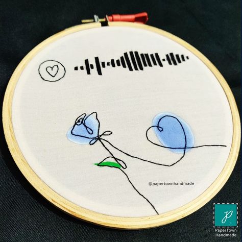 Spotify Embroidery, Cooking Embroidery, Musical Gift, Paper Towns, Spotify App, Favorite Song, Modern Embroidery, Embroidery Hoop, The Song