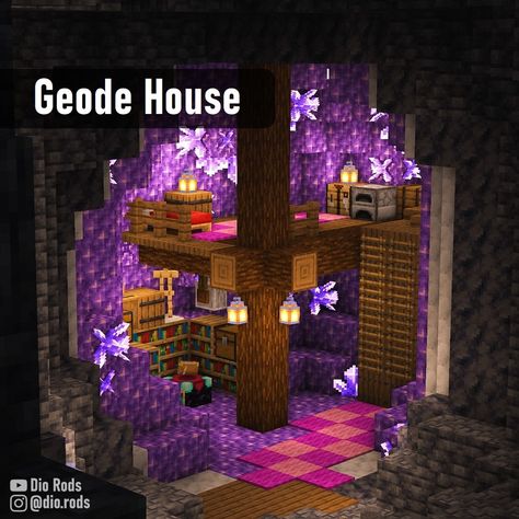 Minecraft Geode, Aesthetic Minecraft Builds, Minecraft Starter House, Minecraft Redstone, Starter House, Minecraft Interior, Minecraft Interior Design, Cute Minecraft Houses, Minecraft Survival