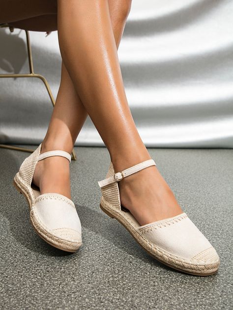 Women Espadrille Sole Ankle Strap Flats, Vacation Beige Espadrille ShoesI discovered amazing products on SHEIN.com, come check them out! Beige Espadrilles, Strap Flats, Trend 2024, Ankle Strap Flats, Women's Espadrilles, Women Flats, Espadrille Shoes, Amazing Products, Ankle Strap