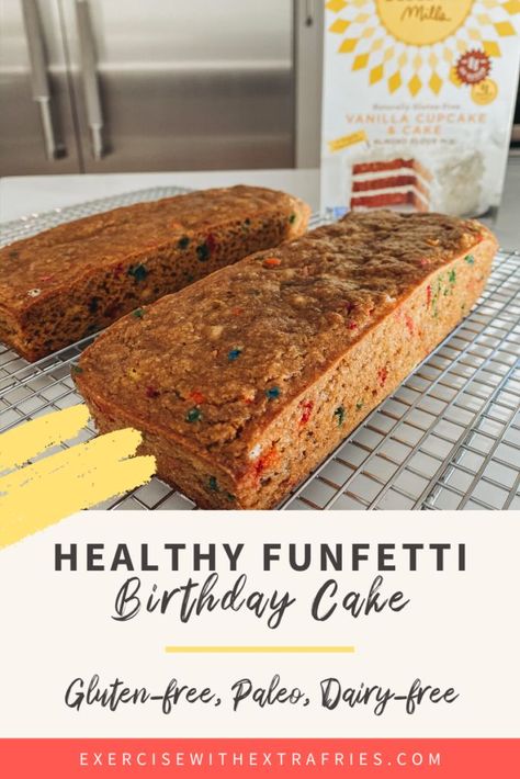 Healthy Birthday Cake Recipes, Vanilla Cake Mix Recipes, Healthy Birthday Treats, Funfetti Birthday Cake, Funfetti Birthday, Birthday Cake Alternatives, Clean Desserts, Simple Mills, Paleo Cake