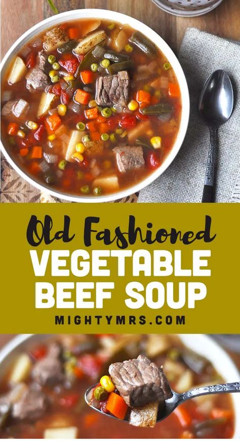 Dinner Recipes Crockpot Soup, Beef Soup Crockpot, Old Fashioned Vegetable Beef Soup, Crockpot Vegetable Beef Soup, Healthy Dinner Ideas Easy, Crockpot Vegetable, Vegetable Soup Crock Pot, Soup Recipe Healthy, Easy Homemade Soups