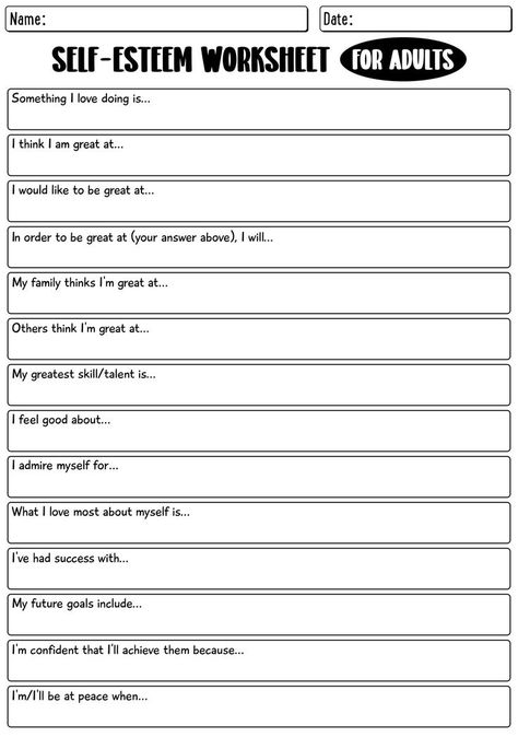 Improve your self-esteem with these printable worksheets that are available for free. Take the first step towards building your confidence and self-worth with these helpful resources. Start your journey towards a more positive self-image today. #SelfEsteemBuilding #PositiveAffirmations #FreePrintables #self-esteemworksheetsprintable Coping Skills For Teenagers Activities, Boundaries Worksheet Mental Health, Art Therapy Activities Printables, Cbt Therapy Worksheets, Worksheets For Adults, Unrealistic Beauty Standards, Bullet Journal Mental Health, Teaching Empathy, Self Care Worksheets