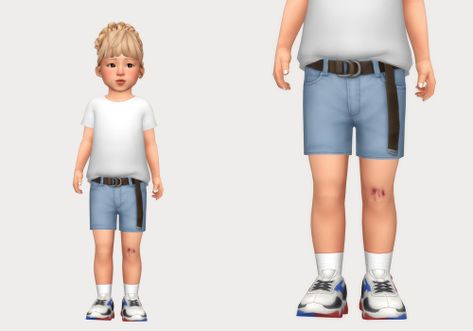 Belted Jeans, Ts4 Clothes, Sims 4 Toddler Clothes, Mod Hair, Sims 4 Children, Toddler Pants, Sims 4 Toddler, Cute Pants, Sims Community