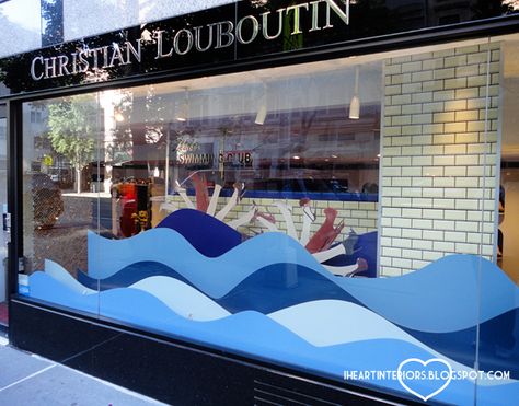 i heart interiors: Christian Louboutin - Swim Club Window Display Design Office Interior, Spring Window Display, Summer Window Display, Window Display Retail, Interior Design Office, Summer Window, Store Window Displays, Visual Merchandising Displays, Window Display Design