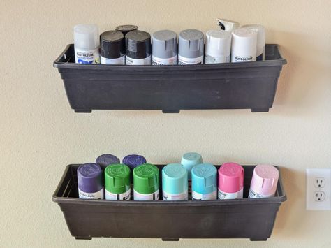 20 Clever Garage Storage Hacks | Decorating and Design Ideas for Interior Rooms | HGTV Spray Paint Storage, Easy Garage Storage, Garage Organization Tips, Garage Room, Shed Organization, Garage Organize, Spray Paint Cans, Paint Storage, Organisation Hacks