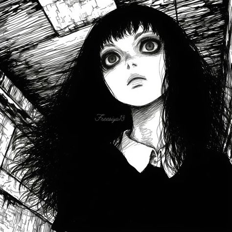 Creepy Anime Pfp, Horror Art Style, Cute Horror Art, Pfp Horror, Goth Manga, Horror Beauty, Horror Images, Horimiya Manga, Horror Girl