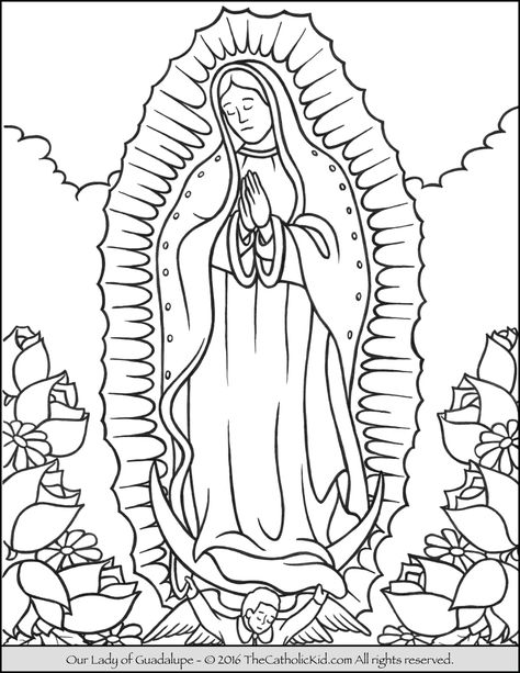 Our Lady of Guadalupe Coloring Page Mary Of Guadalupe, Den Mrtvých, Saint Coloring, Virgin Of Guadalupe, Catholic Kids, Our Lady Of Guadalupe, Easy Coloring Pages, Lady Of Guadalupe, Coloring Pages To Print