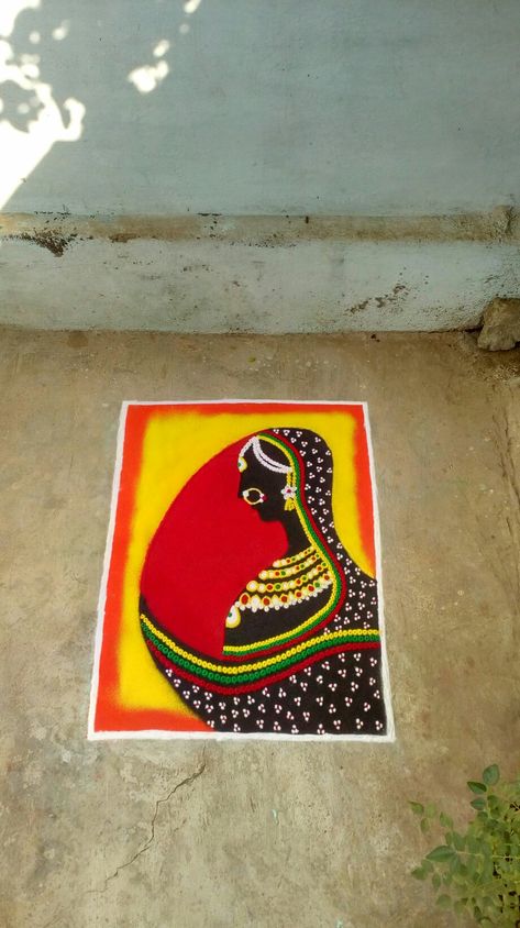 Women's Day special Rangoli. Art Rangoli Designs, Side Rangoli, Art Rangoli, Special Rangoli, New Rangoli Designs, Beautiful Rangoli, Beautiful Rangoli Designs, Easy Rangoli Designs, Easy Rangoli