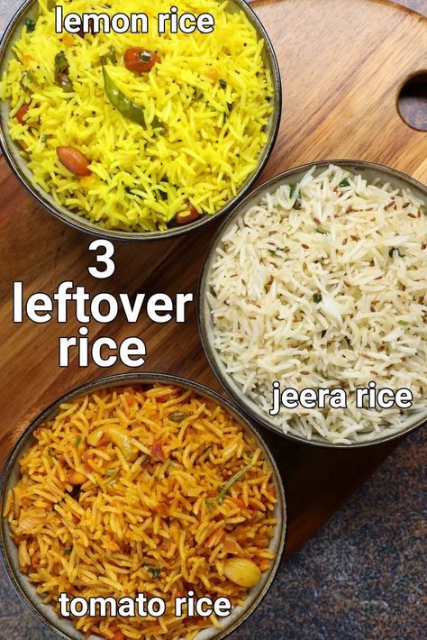 3 leftover rice recipes | cooked rice recipes | leftover rice ideas with step by step photo and video recipe. rice recipes are one of the staple food for many and particularly for south indians. but it also comes with the major problem of leftover whenever you prepare some basic dal rice or any curry rice combo meal. it is always a big headache to finish these leftovers, but this recipe post easily solves that problem and showcases 3 easy leftover rice recipes. Cooked Rice Recipes Leftover, Leftover Rice Recipes Indian, Leftover Rice Ideas, Khara Pongal Recipe, Cooked Rice Recipes, Rice Lemon, Rice Ideas, Paneer Curry Recipes, Healthy Indian Snacks