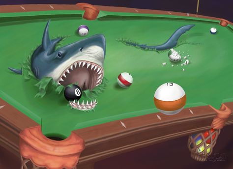 Poolshark by Garv101.deviantart.com on @deviantART Pool Table Pictures, Billards Art, Shark Pool Party, Table Sketch, Pool Quotes, Shark Pool, Looney Tunes Wallpaper, Pool Party Games, Pool Table Room