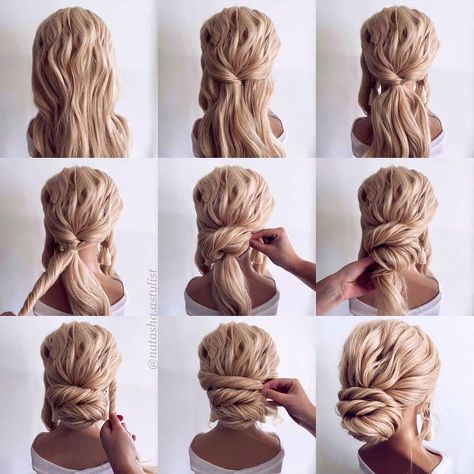 Low Textured Bun, Low Pony Hairstyles, Textured Bun, Bridemaids Hairstyles, Pony Hairstyles, Pageant Hair, Curled Hair, Updo Tutorial, Easy Hairdos