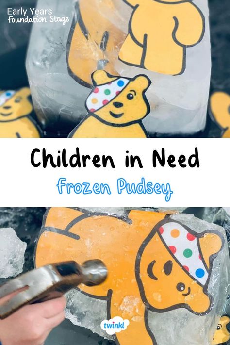 Thanks to @echoesdaynursery for this great frozen pudsey activity! Can the children figure out how to free pudsey? Pudsey Bear Activities Eyfs, Pudsey Activities, Children In Need Activities Eyfs, Children In Need Activities, Classroom Donation Ideas, Colouring In Pictures, Bear Activities, Pudsey Bear, Eyfs Ideas