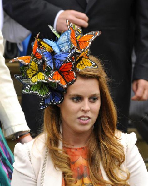 Crazy Kentucky Derby Hats, Butterfly Hat, Philip Treacy Hats, Crazy Hat Day, Philip Treacy, Hat Day, Crazy Hats, Princess Beatrice, Funny Hats