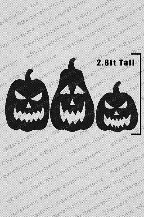 This listing is for a 45-page DIGITAL FILE that you can print from home to make three Jack-o-lantern wood silhouette cutouts for your Halloween decor. Once completed, the tallest Jack-o-lantern will stand about 2.8ft tall. This PDF includes 45 pages: 2 instructional pages, 1 overall quick view page to help you layout the template, and 42 template pages. You will print the template pages, build the template as if it were a puzzle, trace it onto the plywood (not supplied), and cut the Jack-o-Lante Halloween Shilloute, Jackolantern Silhouette, Pumpkin Silhouette Templates, Halloween Window Silhouettes Diy, Halloween Silhouettes Templates, Halloween Wood Cutouts, Halloween Windows, Halloween Carvings, Halloween Cutouts