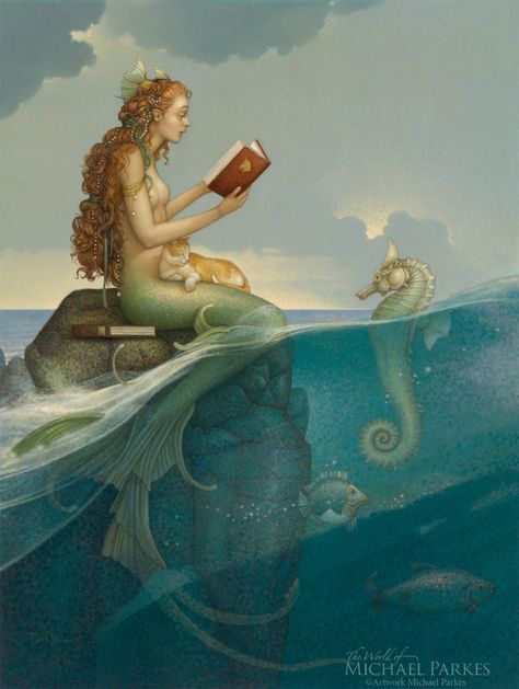 Pet Seahorse, Michael Parkes, Mermaid Fairy, Ange Demon, Magic Realism, Mermaid Dreams, Photo D Art, Mermaids And Mermen, Mermaid Life