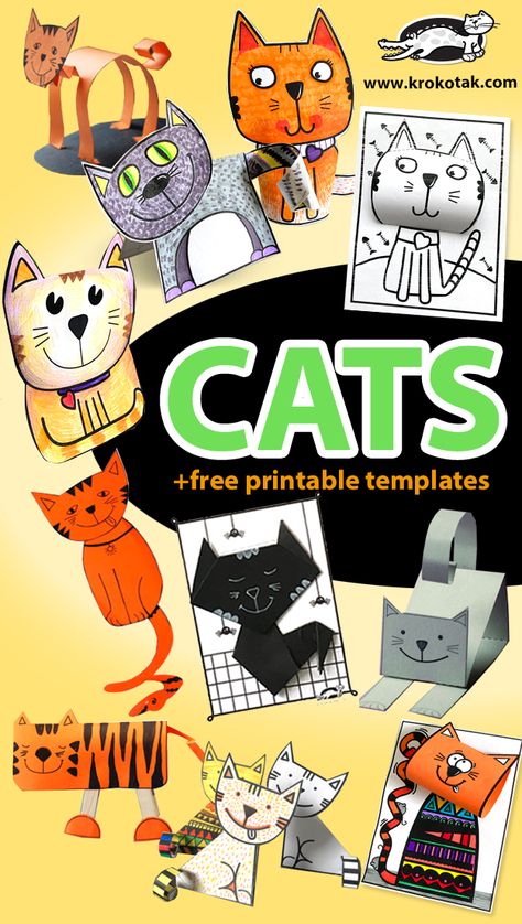 Educational and craft activities for kids and parents Paper Crafts Free Printable, Cat Template Free Printable, Preschool Diy Crafts, Halloween Diy Kids, Cat Flag, Fall Paper Crafts, Cat Template, Craft Halloween, Free Printable Templates