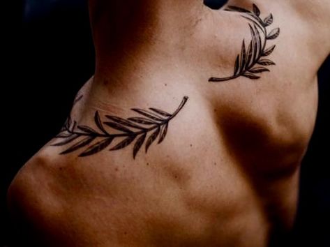 Men’s Small Rib Tattoos, Mens Tramp Stamp, Greek Shoulder Tattoo, Greek Wreath Tattoo, Nordic Tattoo Ideas For Men, Roman Leaves Tattoo, Botanical Tattoo Men, Collar Bone Cover Up Tattoo, Leaf Tattoo Men