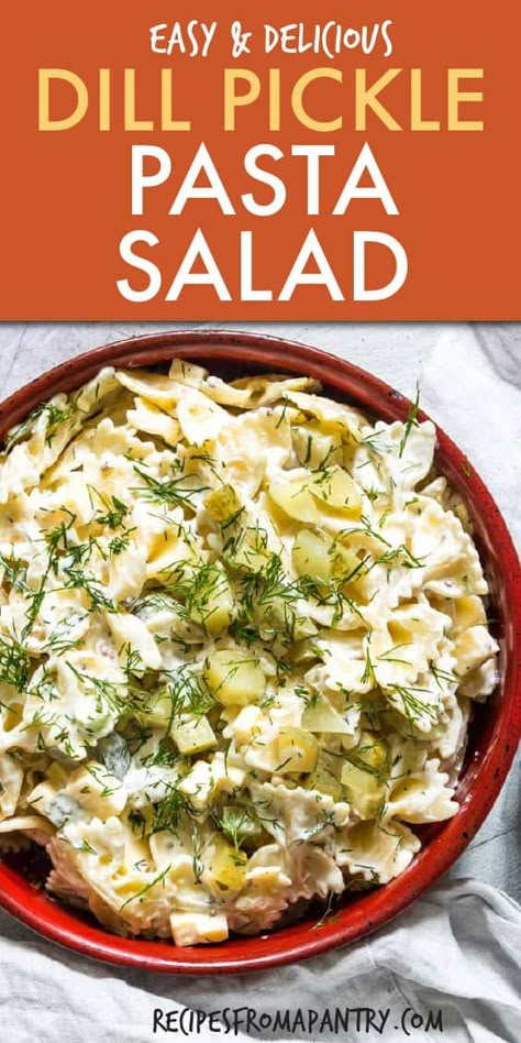 Brunch Salad Recipes, Dill Pickle Pasta Salad Recipe, Picnic Sides, Pickle Pasta Salad, Pickle Pasta, Easy Potluck Recipes, Dill Pickle Pasta Salad, Brunch Salad, Crockpot Express