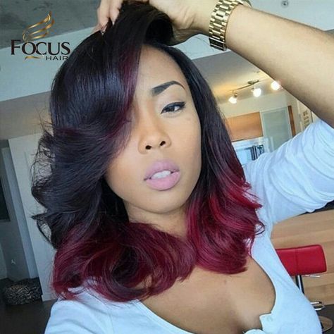 1B 99J Ombre wig, Burgundy Color two tone wig, Wavy texture wig, pretty full lace wig for black women, lace front wig, u part wig. 10-26 inches in stock. shop in Focus Hair on Aliexpress! Ombre Wig, Hair Color Burgundy, Ombre Hair Extensions, Ombré Hair, Burgundy Hair, Summer Hair Color, Frontal Wig, Bob Wig, Hair Color Trends