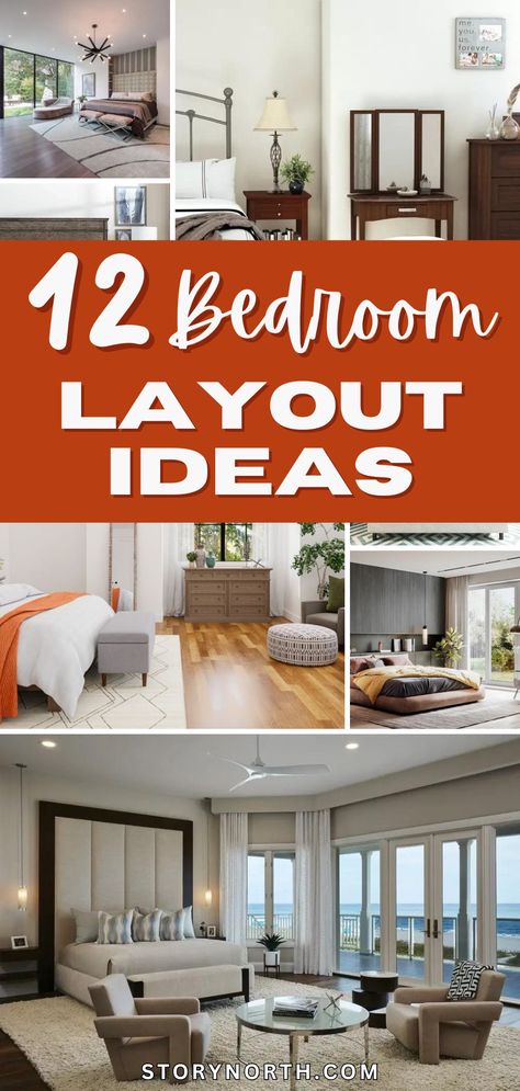 Pin these 12 bedroom layout ideas to spark inspiration for your next remodel project! Discover creative ways to optimize space and create a cozy sanctuary at home. #BedroomDecor #HomeRemodel #InteriorDesignInspo Add On Room To House Master Suite, Add On Room To House, Bed Placement Ideas, Master Suite With Office, Studio Type Apartment, Bedroom Layout Ideas, Bed Placement, Island Bedroom, Bedside Shelf