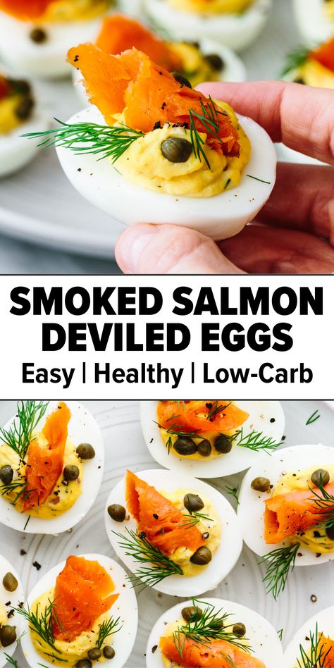 Smoked Salmon Deviled Eggs New Years Deviled Eggs, Smoked Trout Deviled Eggs, Lox Deviled Eggs, Deviled Eggs With Smoked Salmon, Hard Boiled Eggs Recipe Ideas, Crazy Deviled Eggs, Lobster Deviled Eggs, Fancy Deviled Eggs Ideas, Seafood Deviled Eggs