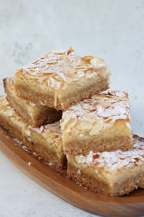 Almond Croissant Cookie Bar Coconut Almond Recipes, Crunchy Creamy Sweet Recipes, Almond Cake Bars, Almond Croissant Blondies Recipe, Almond Croissant Tartlets, Almond Croissant Cookie Bars, Almond Bar Recipes, Scandinavian Almond Cookies, Almond Cheesecake Bars