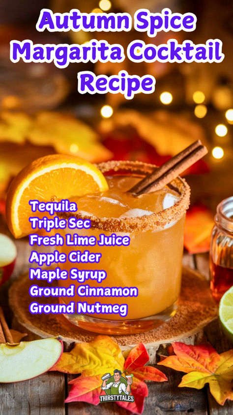 "Indulge in the flavors of the season with this delightful Autumn Spice  Margarita Recipe! This spiced margarita cocktail combines the warmth of  autumn spices with the classic margarita, creating the perfect fall margarita cocktail. Enjoy an Autumn Margarita with Spices that captures the essence of fall in every sip. Ideal for cozy gatherings, this Autumn-Inspired Margarita is a must-try for any cocktail lover. Discover the ultimate Spiced Fall Margarita and elevate your seasonal celebrations!" Fall Margarita, Thanksgiving Apple Cider, Easy Winter Cocktails, Cider Cocktail Recipes, Cocktail Recipes Tequila, Apple Cider Punch, Unique Cocktail Recipes, Cider Cocktail, Winter Cocktails Recipes