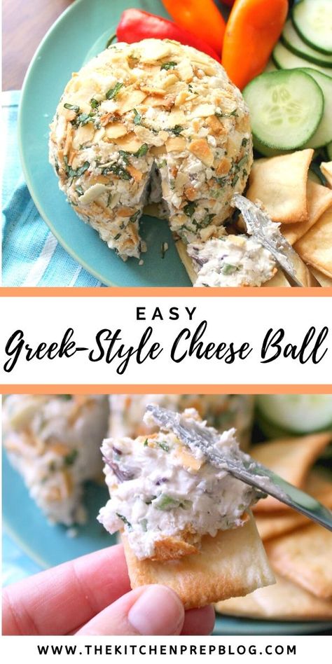 Feta Cheese Ball, Greek Snacks, Greek Cheese, Healthy Potatoes, Low Calorie Dinners, Easy Cheese, Cheese Ball Recipes, Tailgate Food, Cheese Appetizers