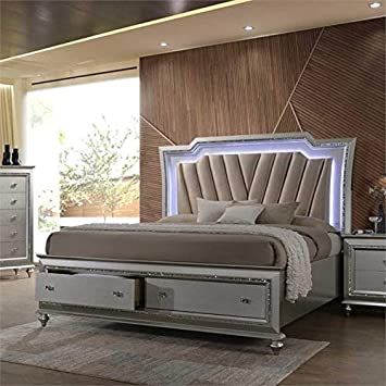 Moon Furniture, Diamond Bedroom, Furniture Bedroom Sets, Storage Bed Queen, Led Bed, Contemporary Storage, Upholstered Storage Bed, Eastern King Bed, King Storage Bed