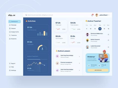 LMS Admin Panel Dashboard by Ofspace Design for Ofspace LLC on Dribbble Lms Design, Lms Dashboard, Fintech Dashboard, Dashboard Ui Design, School Results, Digital Dashboard, Database Design, Admin Dashboard, Dashboard Ui