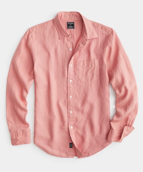 Slim Fit Sea Soft Irish Linen Shirt in Dark Coral Hamilton Shirt, Camp Collar Shirt, 21st Dresses, Oxford Dress, Irish Linen, Shirt Dress Style, Fine Linen, Fabulous Fabrics, Men Shirt Style