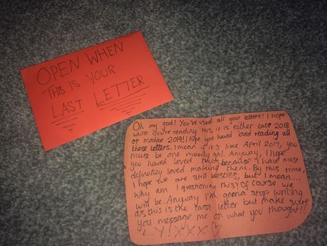 Open when... this is your last letter Open When This Is Your Last Letter, Open When Your Happy Letter, Open When You Have A Nightmare Letter, Letter Boyfriend, Boyfriend Letters, Open When Letters For Boyfriend, Open When Cards, Boyfriend Ideas, Open When Letters