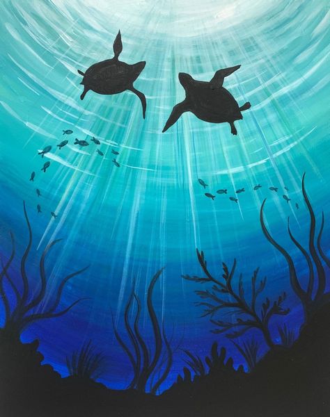 Sea Creature Acrylic Painting, Turtle Art Kids, Under The Sea Drawings, Boarders Designs, Ocean Drawing, Sea Drawing, Underwater Painting, 그림 낙서, Paint Acrylic