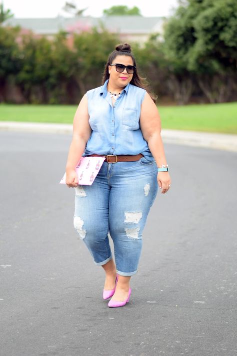 Plus Size Denim Outfits, Garner Style, Denim On Denim Looks, Jeans Outfit Spring, Audrey Tautou, Plus Size Summer Outfits, Denim Outfits, Plus Size Denim, Jeans Outfit Casual