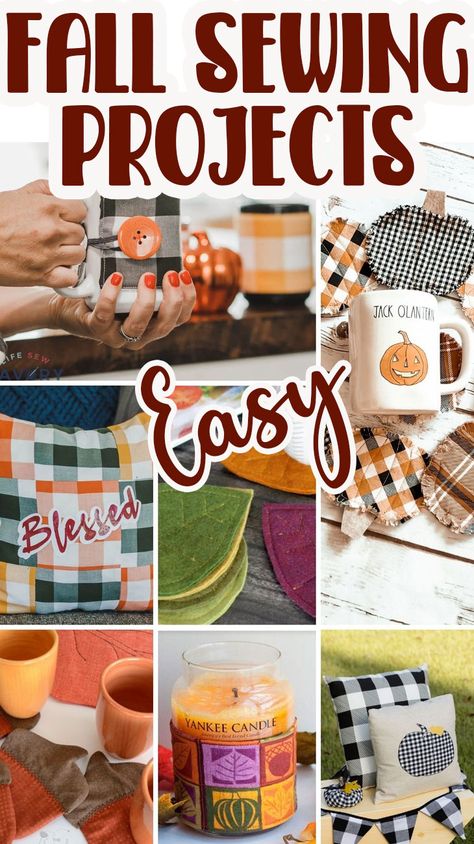 15 beautiful fall sewing projects for beginners you have to try. Each one of these easy fall sewing projects is a piece of beautiful home decor. Sewing for fall has never been so fun. Fall Crafts To Sew And Sell, 4 H Sewing Projects, Easy Fall Sewing Crafts, Easy Sew Halloween Decorations, Sewing Autumn Decoration, Fall Sewing Crafts To Sell, Things To Sew For Fall, Fall Quilting Ideas, What To Sew For Beginners Ideas