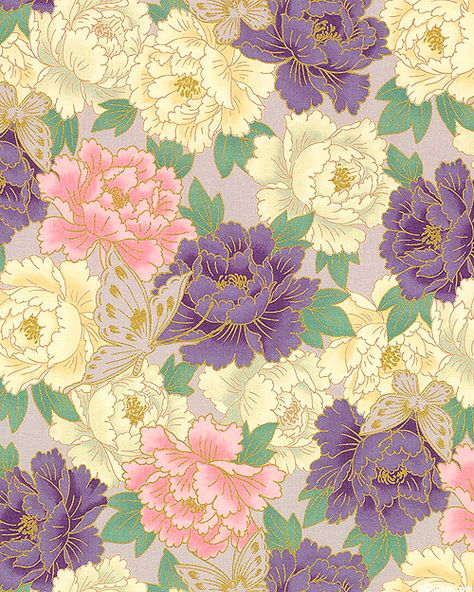 Japanese Fabric Pattern, Japanese Florals, Japanese Flower Pattern, Japanese Peony, Japanese Paper Art, Japanese Floral Design, Garden Lavender, Printable Paper Patterns, Peony Fabric