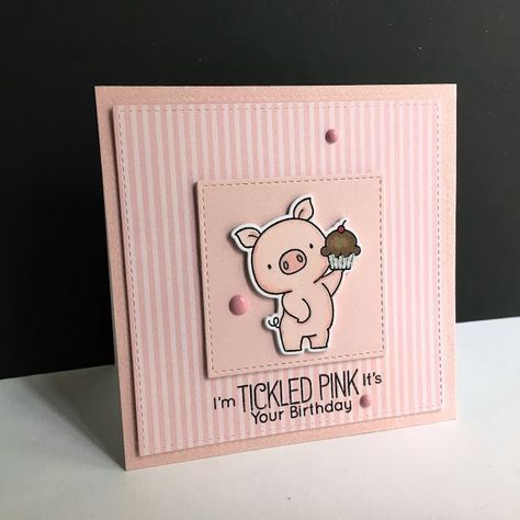 Tickled Pink... Pig Birthday Card, Piglet Birthday, Pig Cards, Ideas Birthday Card, Birthday Card Ideas, Critters 3, Pig Crafts, Birthday Card For Her, Mft Cards