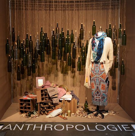 Anthropologie, 'Art of Display' Visual Merchandising Exhibition at Redefining Design 2014. The School of Fashion at Seneca College. #RedefiningDesign Anthropologie Window Display, Fashion Retail Interior, Seneca College, Recycled Cans, Repurposed Windows, Store Window Display, Visual Merchandising Displays, Store Window Displays, Retail Inspiration