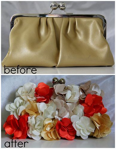 Purse Makeover, Bag Makeover, Fancy Clutch Purse, Clutch Diy, Flower Clutch, Clutch Tutorial, Best Leather Wallet, Tote Bag Tutorial, Diy Clutch