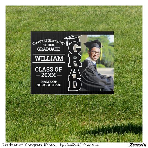 Graduation Congrats Photo Outdoor Yard Sign School Yard Signs, Graduation Yard Signs, Unique Graduation Gifts, Graduation Thank You Cards, Reunion Ideas, Graduation Signs, College Stuff, Senior Gifts, Graduation Announcement