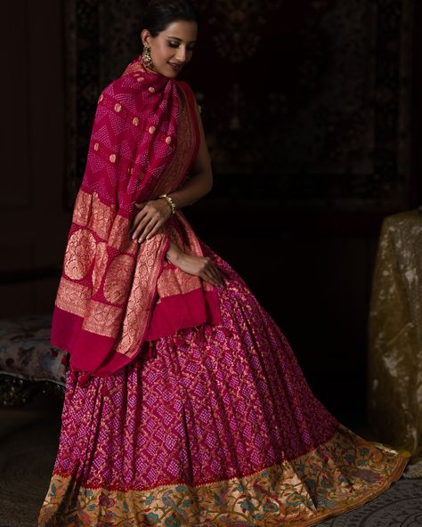 ***SOLD*** INR 71,000 Pure handloom Banarsi Georgette rai bandhani lehenga. This three-piece set consists of a stitched lehenga, an unstitched blouse piece, and a beautiful Banarsi georgette bandhani dupatta. Please note that the blouse worn by the muse is not included. Lehenga Length: Approx 43-44 inch length Lehenga Waist: 34-inch waist with drawstrings and zip closure on the side. Lehenga/ Ghagra has a single layer of Cancan and a double layer of lining. Lehenga Fabric: Pure handloom Ba... Side Lehenga, Bandhani Lehenga, Bandhani Dupatta, Lehenga Fabric, Stitched Lehenga, The Muse, Three Piece, Blouse Piece, Lehenga